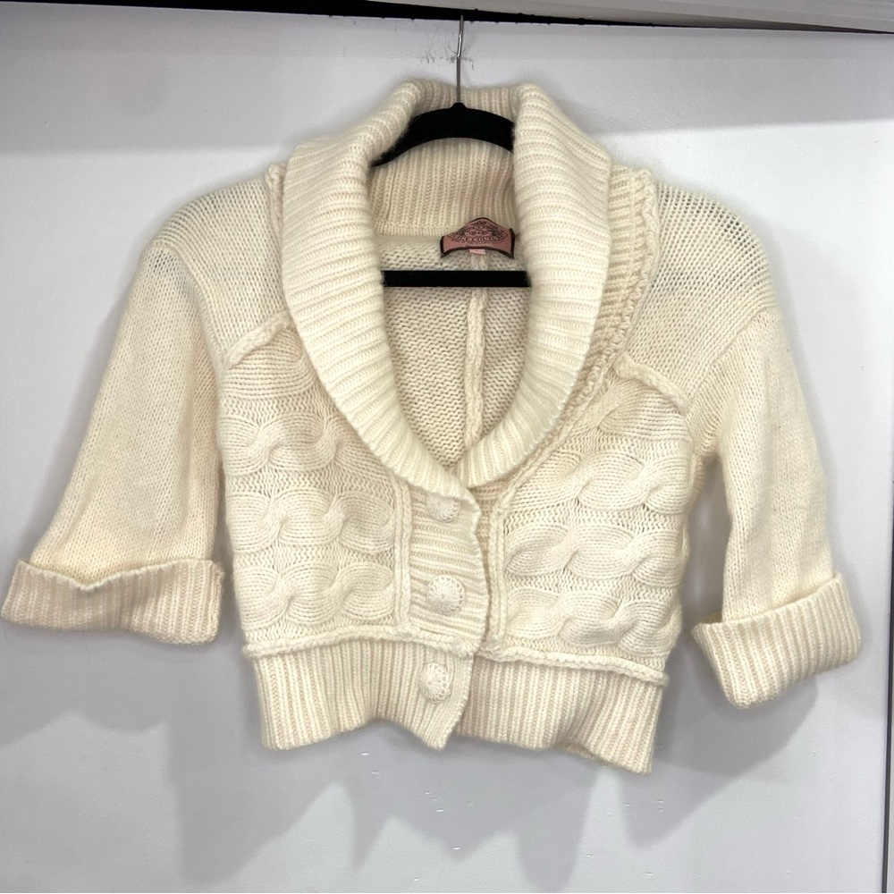 Vintage Juicy Couture White Cropped Sweater- Great Condition!